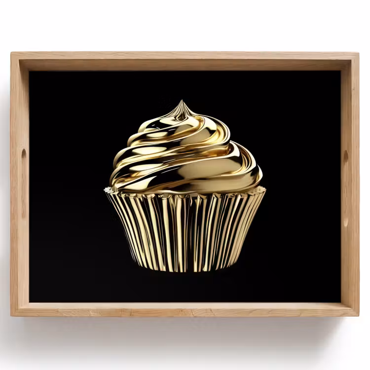 Cupcake - Eten - Goud - Zwart Dienblad Rechthoek middel -z3d_shopping