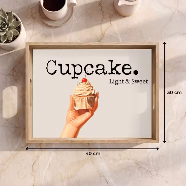 Cupcake - Zoet - Kers Dienblad Rechthoek middel -USP_Formaat