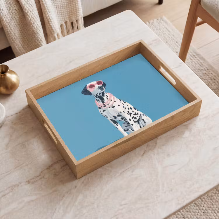 Dalmatiër - Zonnebril - Blauw Dienblad Rechthoek middel -sfeer1
