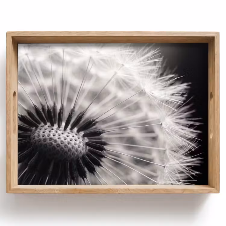 Paardenbloem - Zwart - Wit Dienblad Rechthoek middel -z3d_shopping