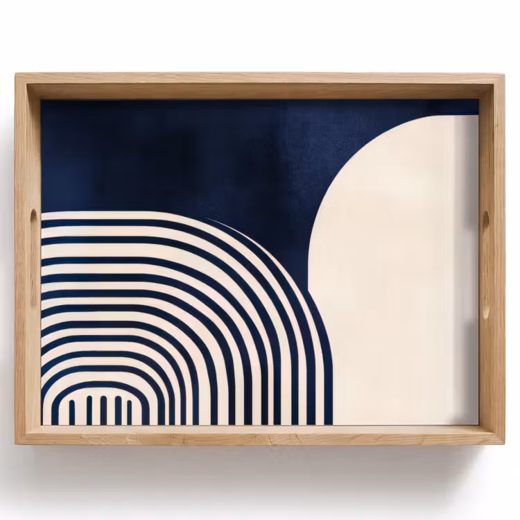Donkerblauw - Abstract - Lijnen Dienblad Rechthoek middel -z3d_shopping