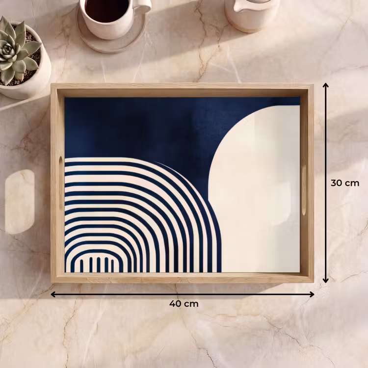 Donkerblauw - Abstract - Lijnen Dienblad Rechthoek middel -USP_Formaat