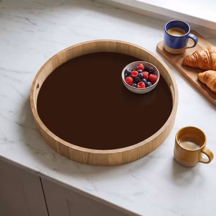 Dark - Chocolate - Bruin Dienblad Rond middel 914 -sfeer2
