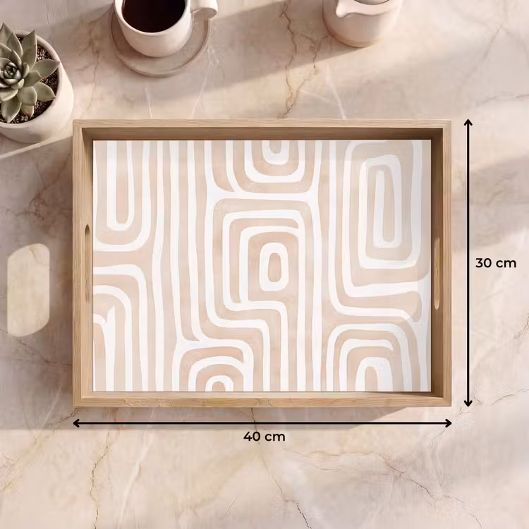 Decoratief - Labyrint - Beige Dienblad Rechthoek middel -USP_Formaat