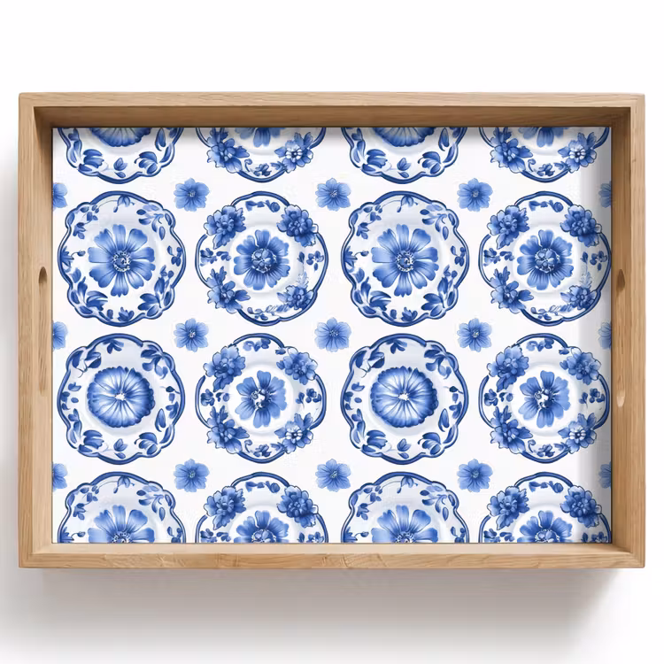 Sierborden - Bloemen - Blauw Dienblad Rechthoek middel 911 -z3d_shopping