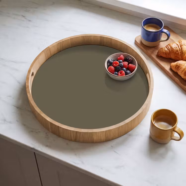Deep - Khaki - Groen Dienblad Rond middel 914 -sfeer2