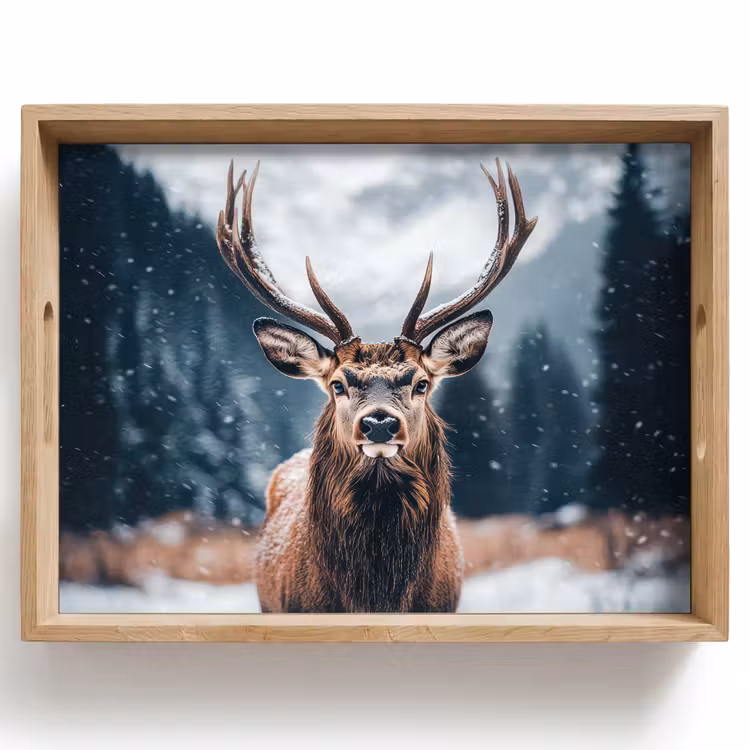 Hert - Dieren - Landschap - Winter - Sneeuw Dienblad Rechthoek middel -z3d_shopping