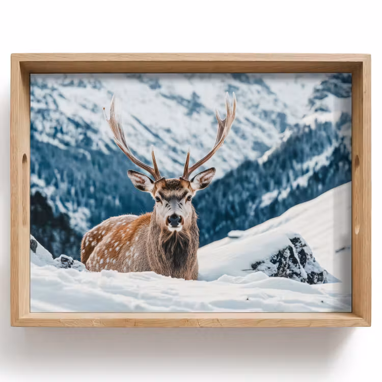 Hert - Landschap - Winter - Natuur - Dieren - Bergen Dienblad Rechthoek middel -z3d_shopping