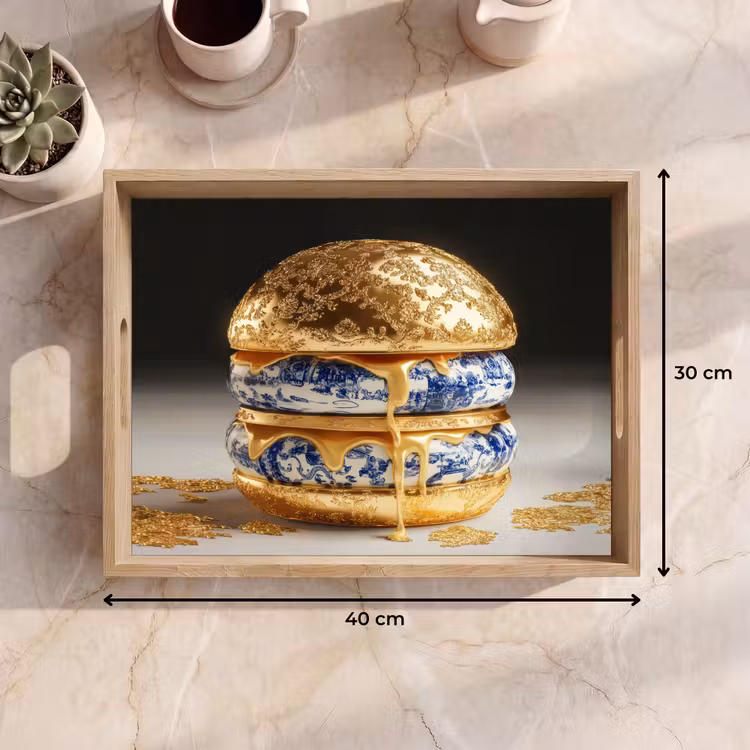 Delftsblauw - Goud - Burger Dienblad Rechthoek middel -USP_Formaat