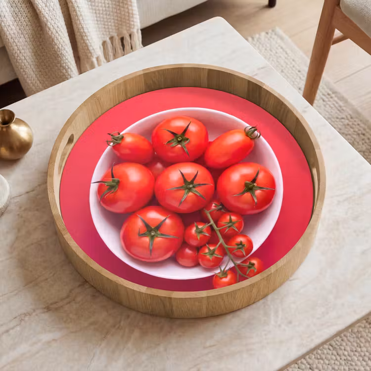 Tray - Dinner Plate - Red - Eten - Kom - Rood Dienblad Rond middel
