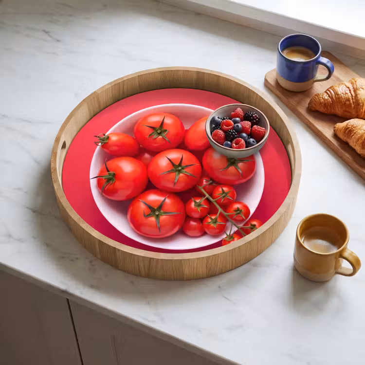 Tray - Dinner Plate - Red - Eten - Kom - Rood Dienblad Rond middel