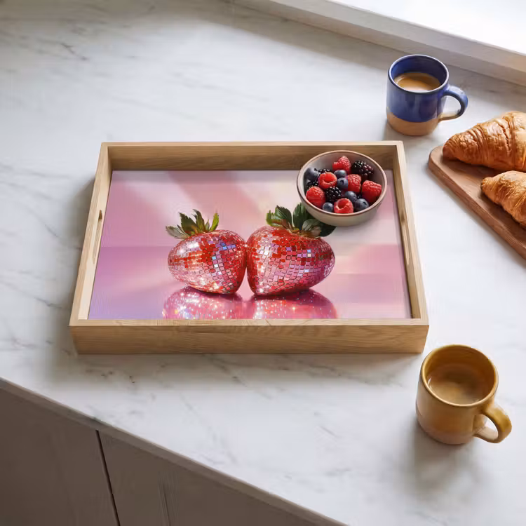 Disco - Fruit - Glitter - Strawberry Dienblad Rechthoek middel -sfeer2
