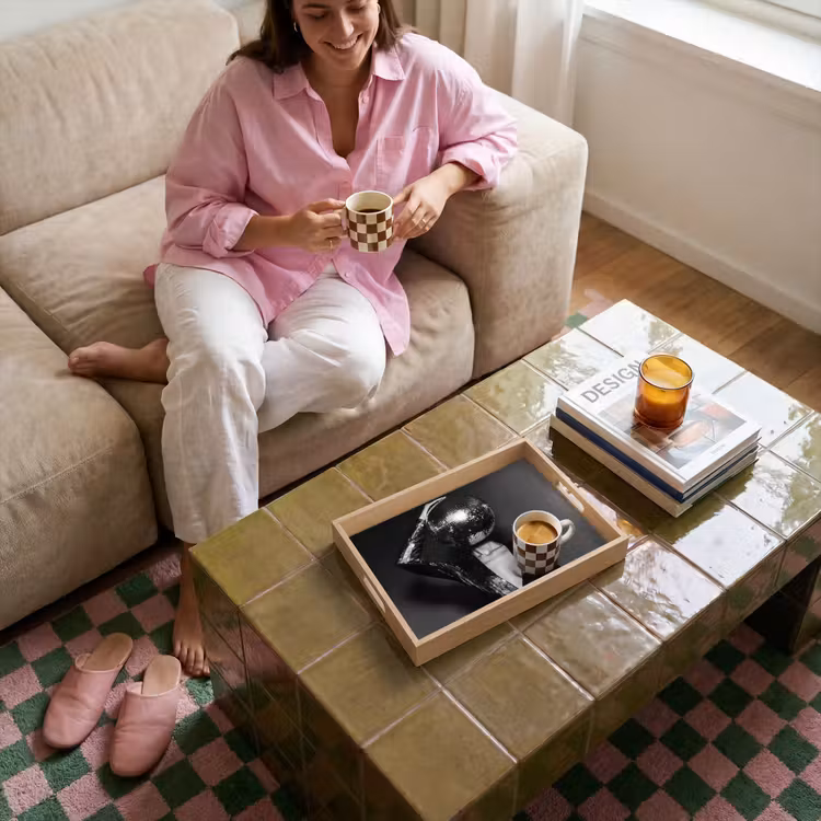 Discobal - Gezicht - Glamour - Zwart Dienblad Rechthoek middel -sfeer3