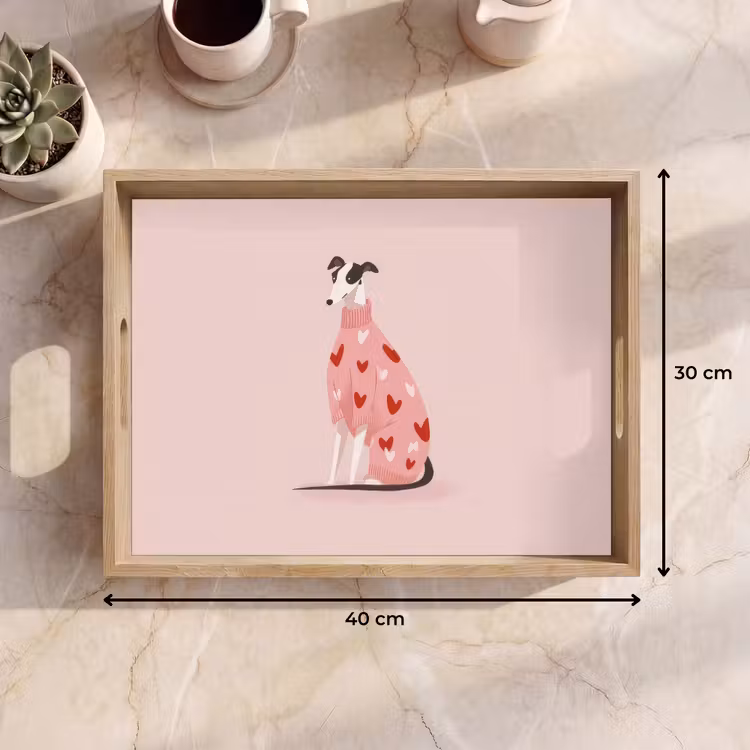 Hond - Hartjes - Roze Dienblad Rechthoek middel -USP_Formaat