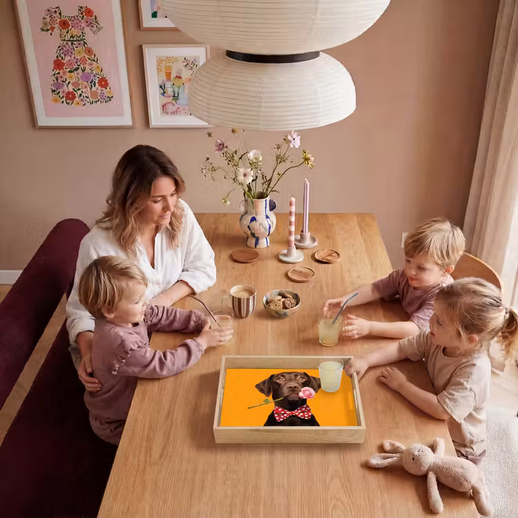 Hond - Oranje - Roos - Valentijn Dienblad Rechthoek middel -sfeer4