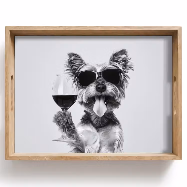 Hondje - Wijnglas - Zonnebril - Enthousiast Dienblad Rechthoek middel -z3d_shopping