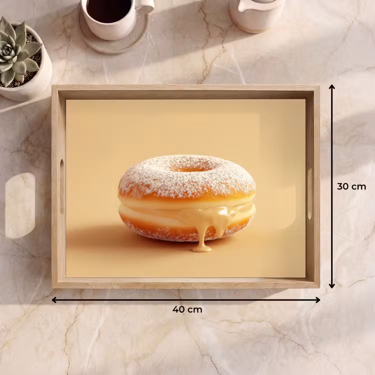 Donut - Romig - Poedersuiker - Beige Dienblad Rechthoek middel -USP_Formaat