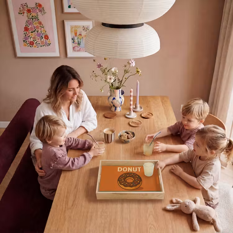 Donut - Spikkels - Kleurrijk - Quote Dienblad Rechthoek middel -sfeer4