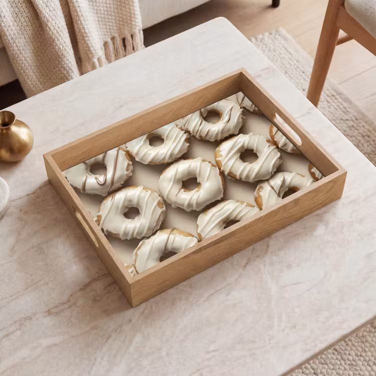 Donuts - Chocolade - Wit - Beige Dienblad Rechthoek middel -sfeer1