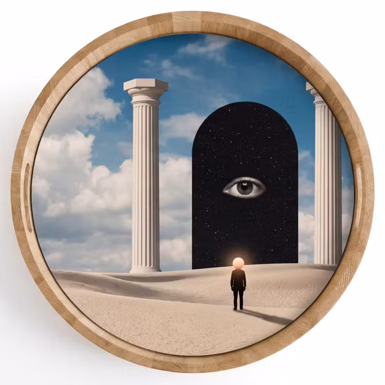 Tray - Dream - Desert - Eye - Droom - Woestijn - Oog Dienblad Rond middel