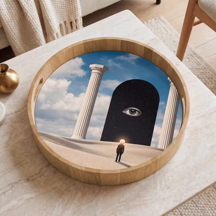 Tray - Dream - Desert - Eye - Droom - Woestijn - Oog Dienblad Rond middel