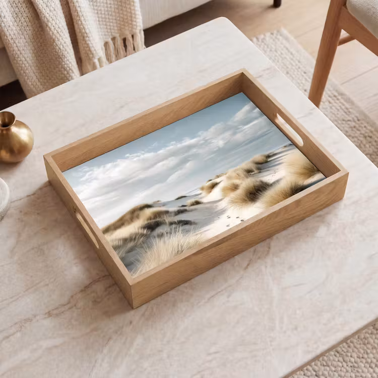 Duinen - Gras - Sporen - Wolken Dienblad Rechthoek middel -sfeer1