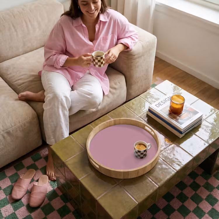 Dusty - Mauve - Paars Dienblad Rond middel 914 -sfeer3