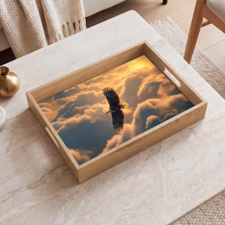 Adelaar - Wolken - Zon Dienblad Rechthoek middel -sfeer1