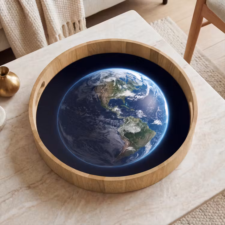 Tray - Earth - Space - Cosmos - Aarde - Ruimte - Kosmos Dienblad Rond middel