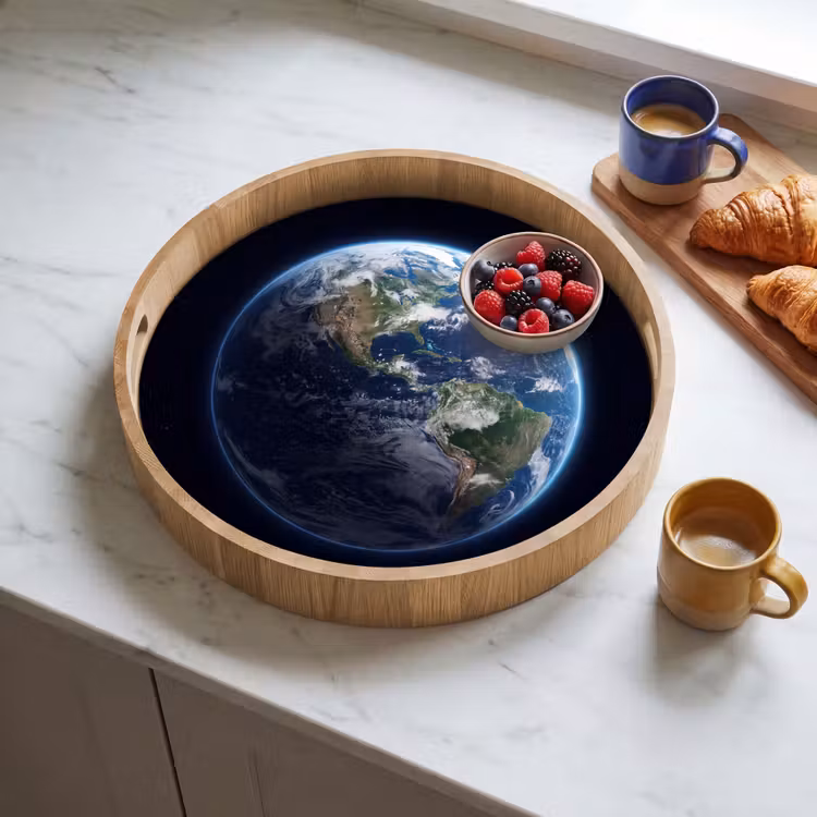 Tray - Earth - Space - Cosmos - Aarde - Ruimte - Kosmos Dienblad Rond middel