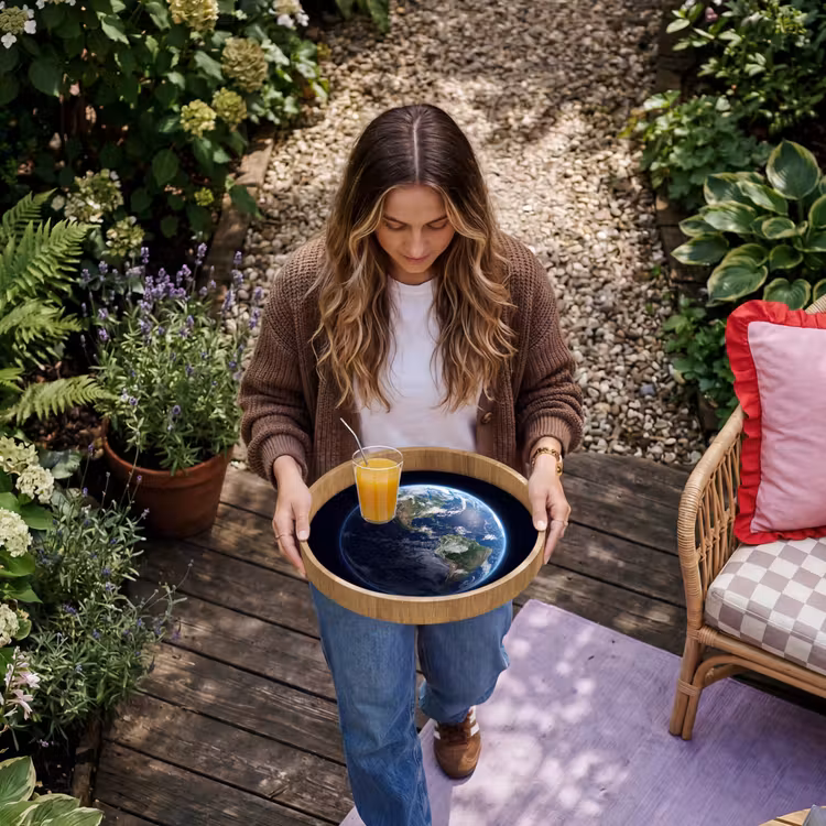 Tray - Earth - Space - Cosmos - Aarde - Ruimte - Kosmos Dienblad Rond middel