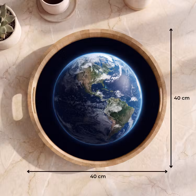 Tray - Earth - Space - Cosmos - Aarde - Ruimte - Kosmos Dienblad Rond middel