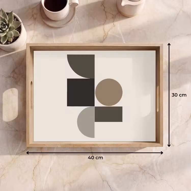 Aardetinten - Abstracte compositie - Eenvoudige vormen Dienblad Rechthoek middel -USP_Formaat