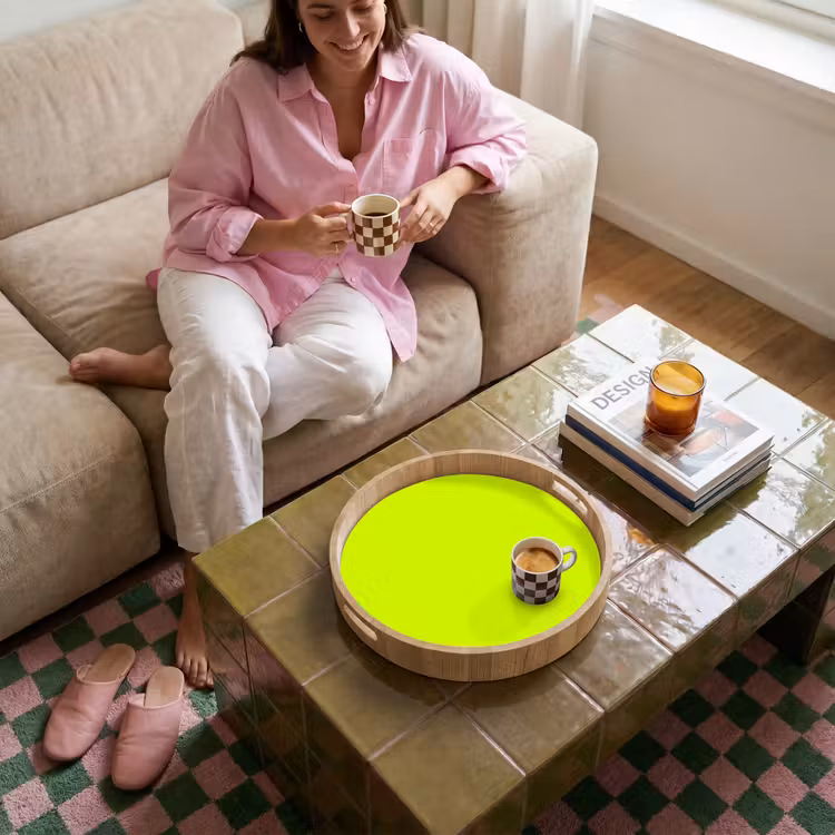 Electric - Lemon - Geel Dienblad Rond middel 914 -sfeer3