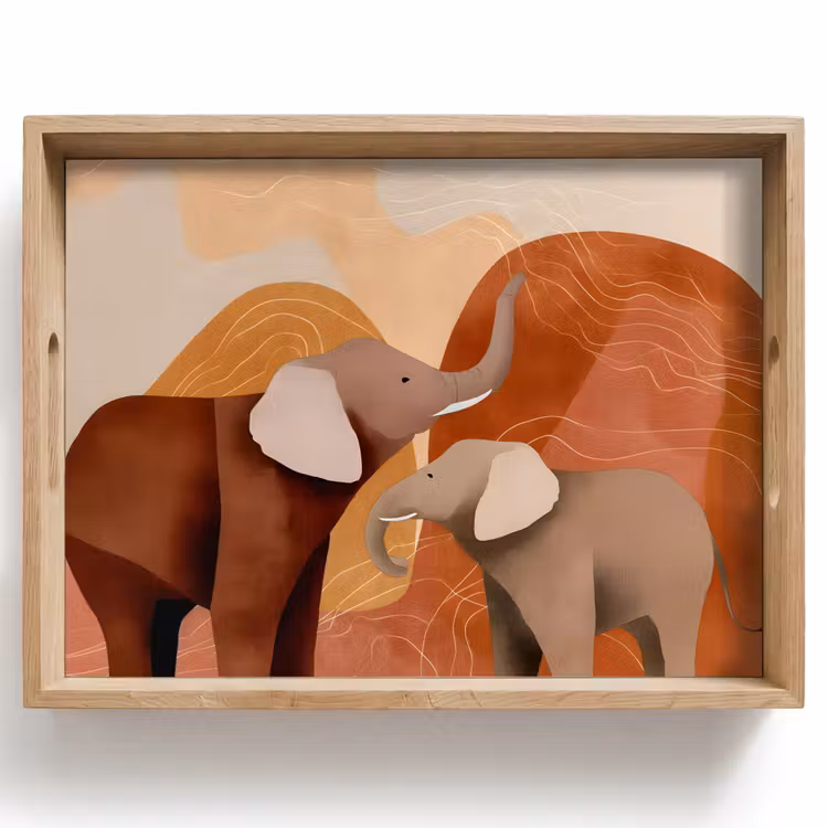 Olifanten - Oranje - Abstract Dienblad Rechthoek middel -z3d_shopping