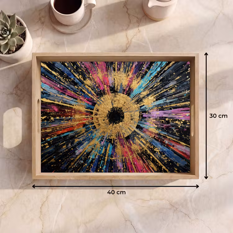 Explosie - Goud - Kleurrijk - Abstract Dienblad Rechthoek middel -USP_Formaat