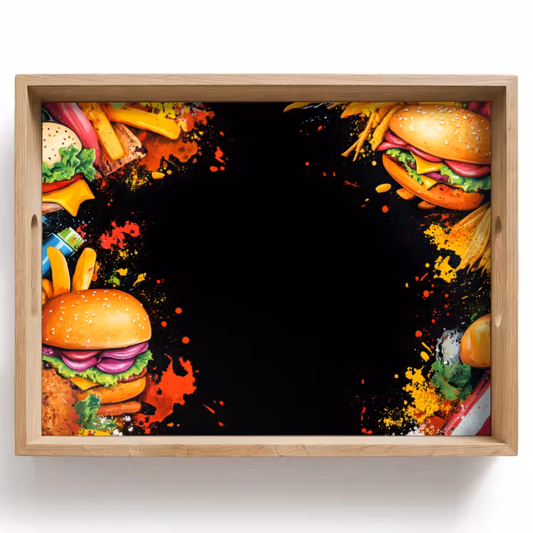 Fastfood - Graffiti - Hamburger - Eten - Modern Dienblad Rechthoek middel -z3d_shopping