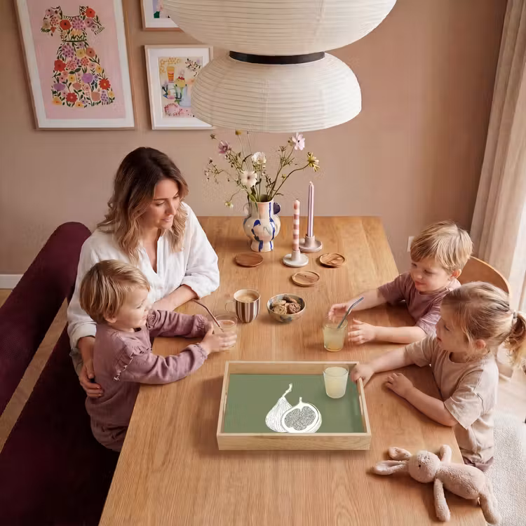 Vijgen - Minimalistisch - Getekend - Mosgroen Dienblad Rechthoek middel -sfeer4
