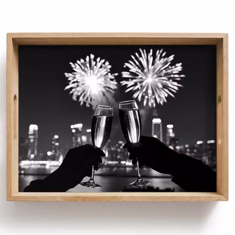 Vuurwerk - Proosten - Skyline - Champagne Dienblad Rechthoek middel -z3d_shopping