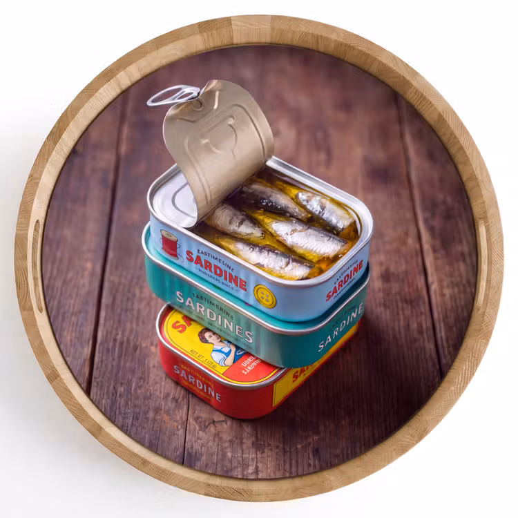 Tray - Fish - Cans - Kitchen - Vis - Blikjes - Keuken Dienblad Rond middel