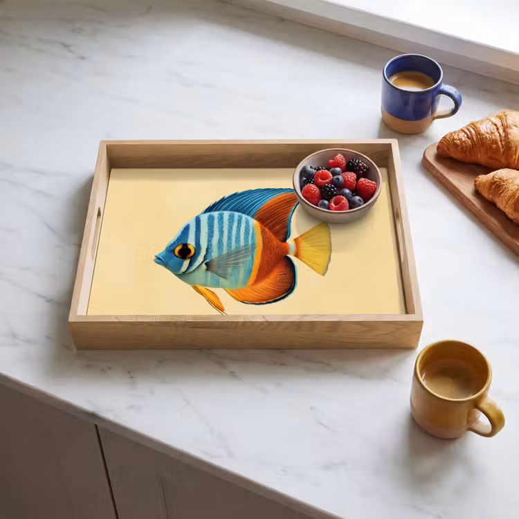 Vis - Vinnen - Blauw - Ogen Dienblad Rechthoek middel -sfeer2