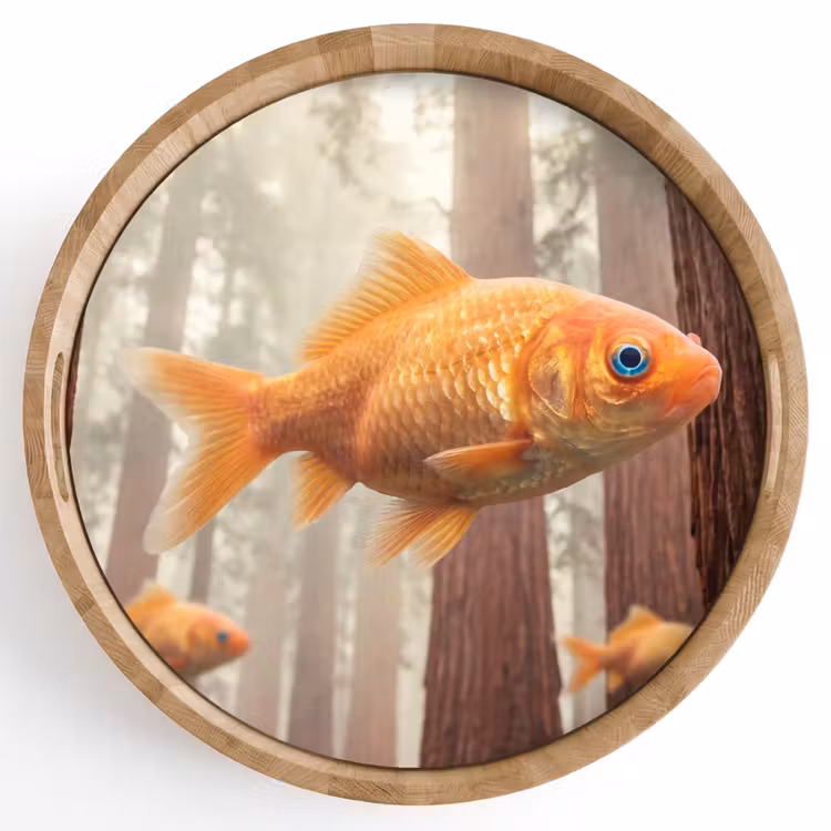 Tray - Fish - Forest - Fantasy - Vis - Bos - Fantasie Dienblad Rond middel