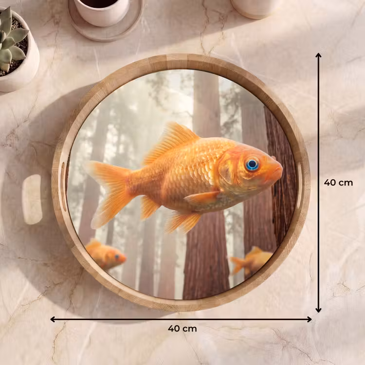Tray - Fish - Forest - Fantasy - Vis - Bos - Fantasie Dienblad Rond middel