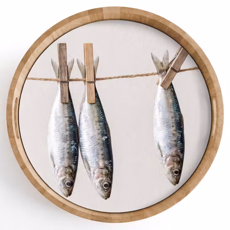 Tray - Fish - Hanging - Food - Vis - Hangend - Eten Dienblad Rond middel