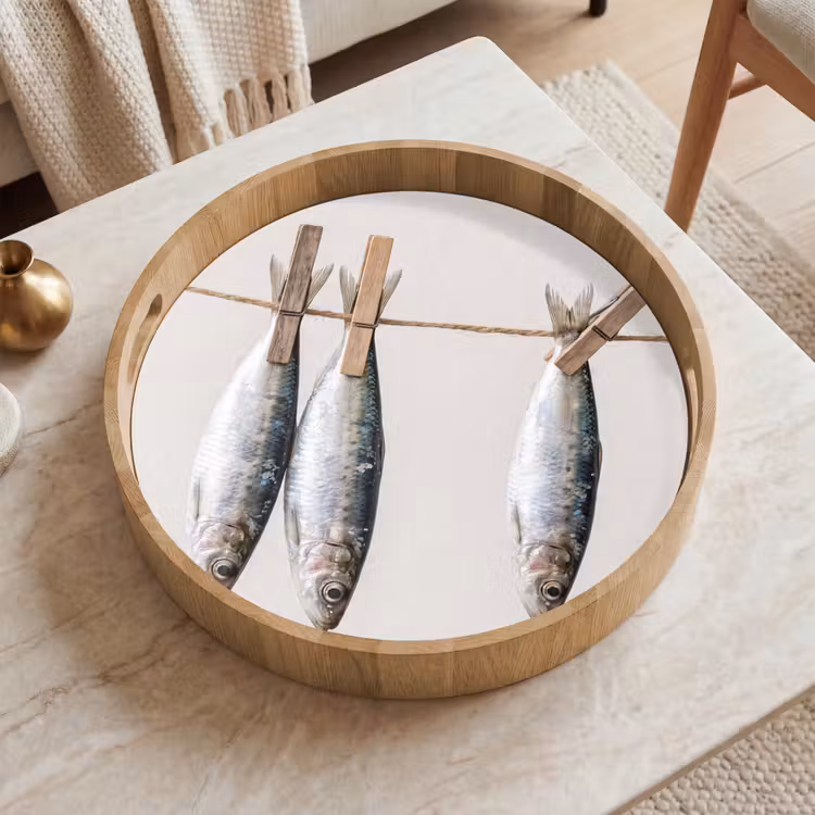Tray - Fish - Hanging - Food - Vis - Hangend - Eten Dienblad Rond middel