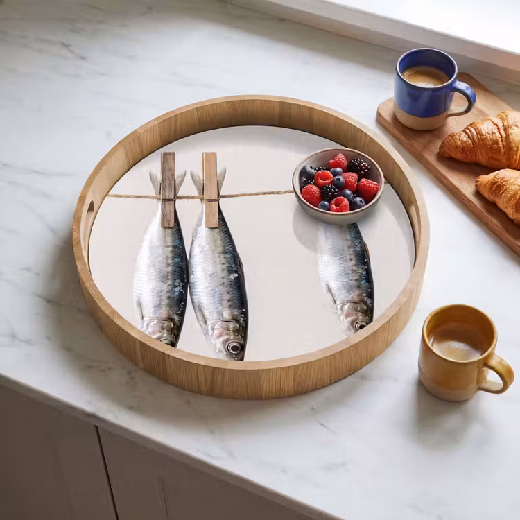 Tray - Fish - Hanging - Food - Vis - Hangend - Eten Dienblad Rond middel
