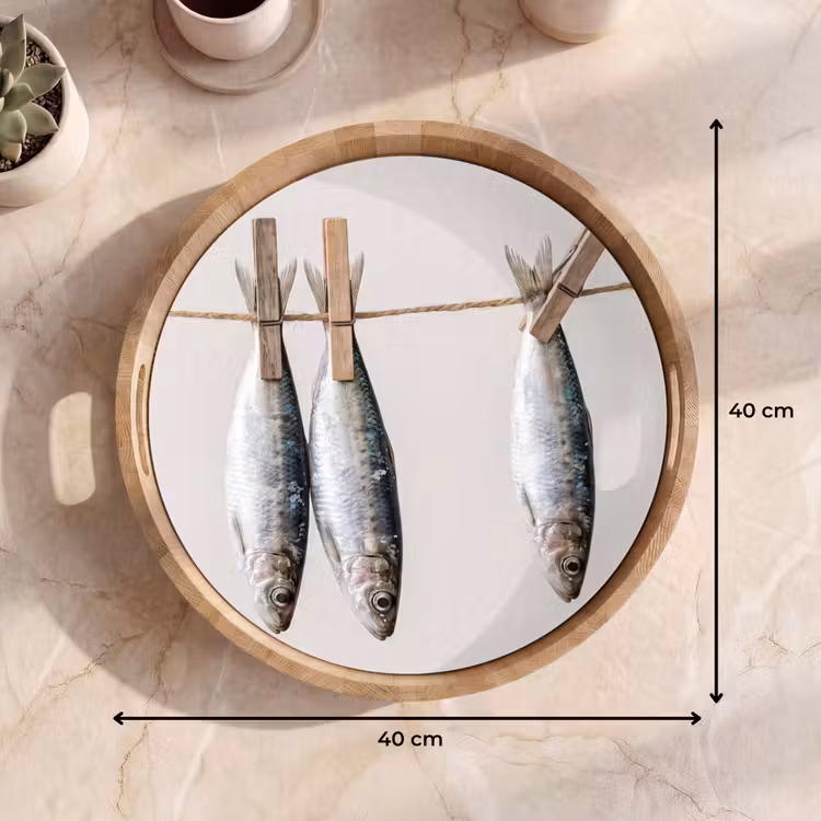 Tray - Fish - Hanging - Food - Vis - Hangend - Eten Dienblad Rond middel