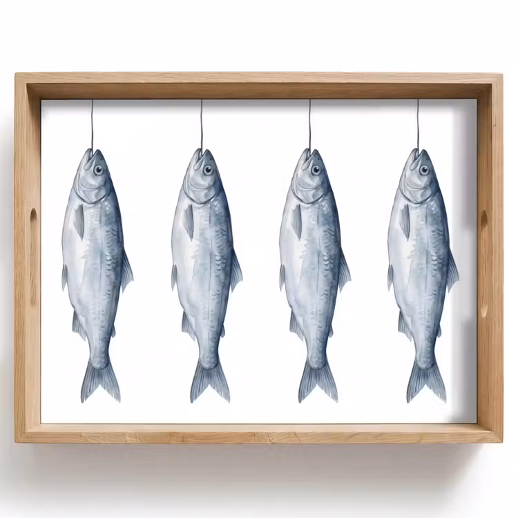 Vissen - Illustratie - Delfts - Blauw Dienblad Rechthoek middel -z3d_shopping