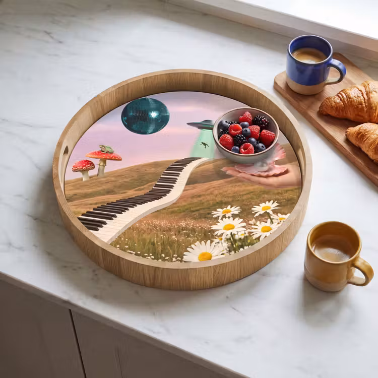 Tray - Fish - Nature - Abstract - Vis - Natuur - Abstract Dienblad Rond middel