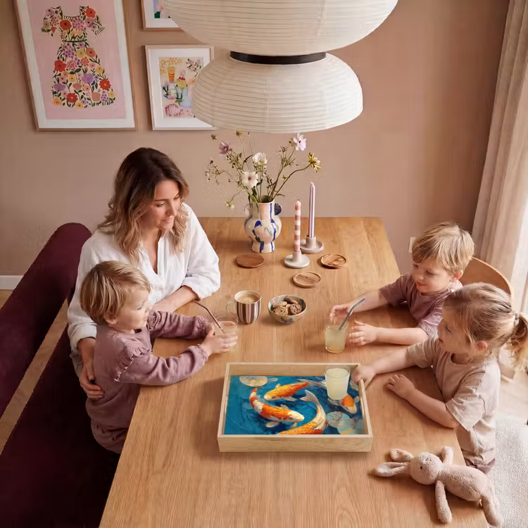 Vissen - Waterlelies - Oranje - Water Dienblad Rechthoek middel -sfeer4